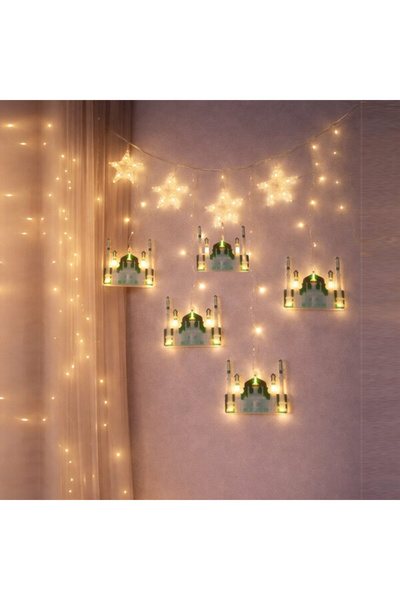 MOBEE ستارة رمضان LED خضراء على شكل نجمة مع قابس 3 متر، ديكور رمضان LED
