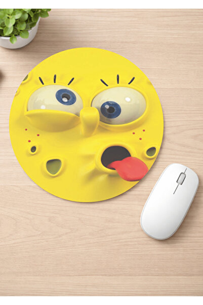Eylül Design Spongebob Printed Round Non-Slip Mousepad Ergonomic Mouse Pad