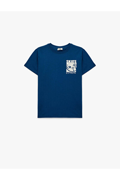 Koton Βαμβακερό μπλουζάκι με κοντό μανίκι με λαιμόκοψη