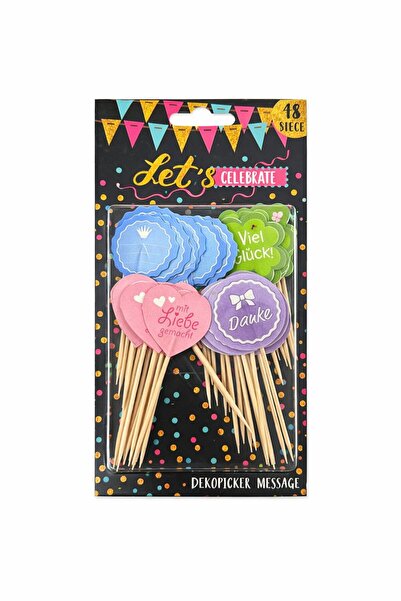 Party Set scobitori decorative cu mesaje – 18 piese, multicolor