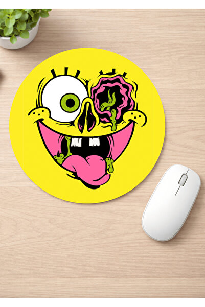 Eylül Design Spongebob Printed Round Non-Slip Mousepad Ergonomic Mouse Pad