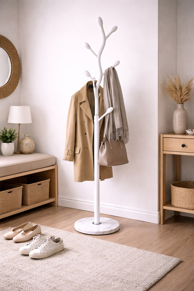 TrentonGCC Modern White Metal Coat Rack Floor Standing Clothes Stand 173x20x8...