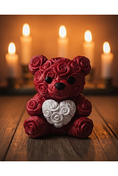 Najmaddin دمية دب ثلاثية الأبعاد على شكل قلب 10 سم مع تفاصيل وردية، هدية زخرفية