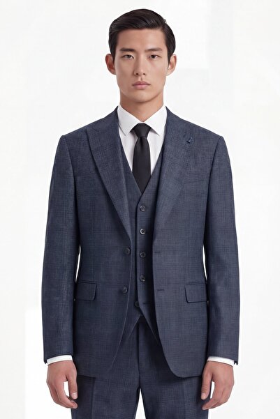 Giotelli Men's Viscose Blended 10 Drop Classic Navy Blue Vest Suit