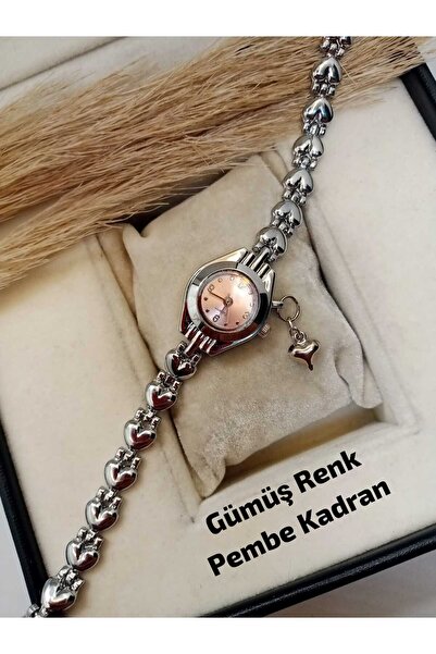 Brality Minimal Model PEMBE Renk Kadran - Kalp Charmlı Pinterest Gümüş Renk K...