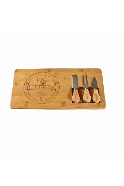 E&D Collection 4-piece bamboo wood cheese serving & presentation set - includ...