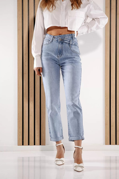 Zaira Women's Baggy Fit Jeans Nadia Blue #A1379 - XL