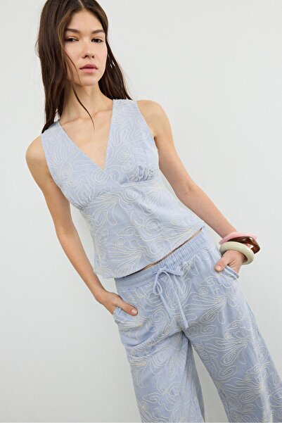 Stradivarius Embroidered strap top