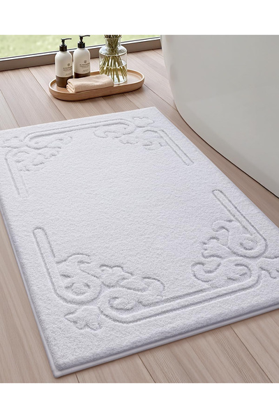 OEM White non-slip bath mat 44x76cm, soft and washable