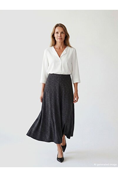 LC Waikiki Lcw Grace Plus Size Zebra Patterned A-Line Skirt