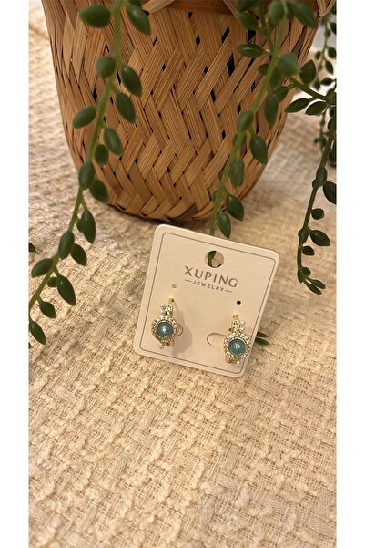 MU&ME BOUTİQUE Earrings with Pearls and Stones Turquoise Xuping