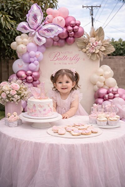 TATLI GÜNLER Pastel Pembe Lila Canyon Rose Doğum Günü Arka Fon ve Balon Zinciri Seti Parti Dekoru