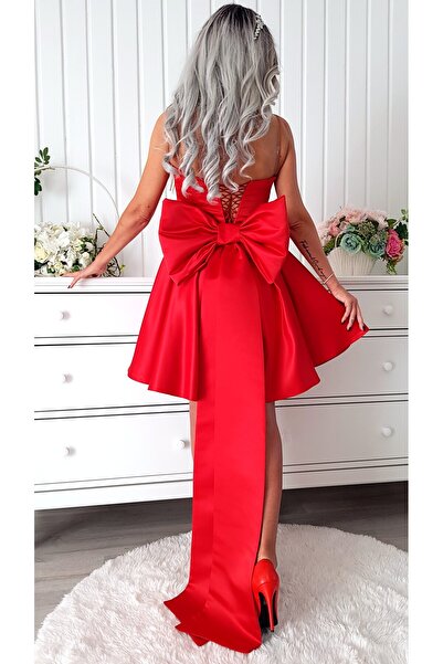 Voguesta Short Elegant Taffeta BabyDoll Dress Carolina Red