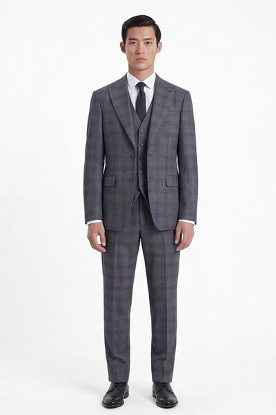 Giotelli Men's Polyamide Viscose Blended 10 Drop Classic Smoked Vest Suit