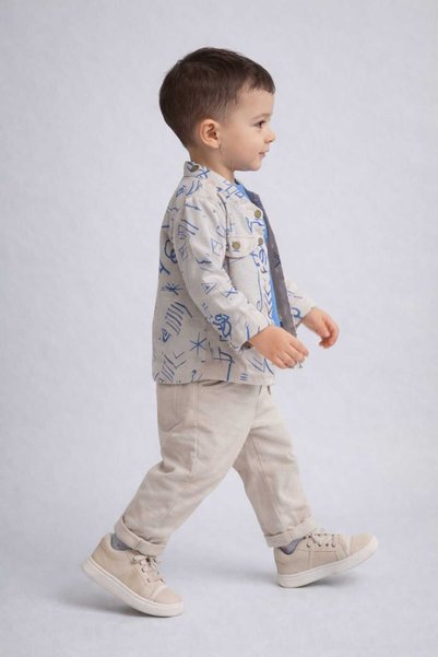 neocotton Linen Shirt Pants Sweatshirt Baby Kids 3-Piece Set