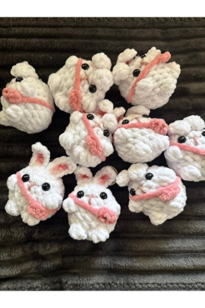 amigurumibaby سلسلة مفاتيح أميجورومي منسوجة من القطيفة على شكل حيوانات