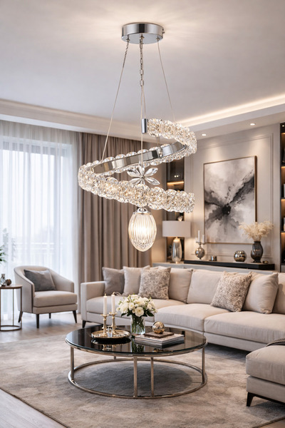 KRL LİGHTİNG Kesik Led Krom Avize