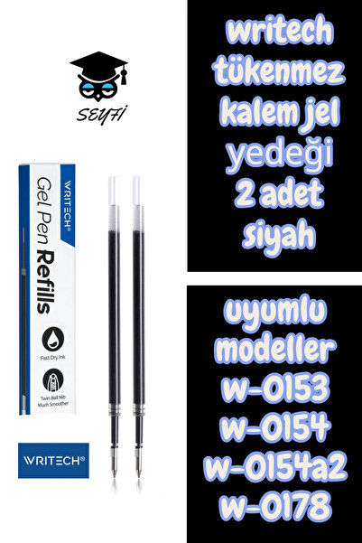 SEYFİKİRTASİYE Writech Ballpoint Pen Gel Refill 2 Pieces Black Compatible Mod...