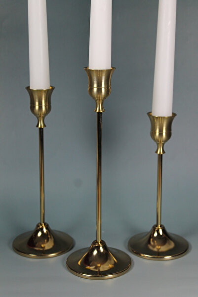 Lusora Design Vintage Şamdan Metal 3 Adet Şamdan, Mum Tutacağı, Şamdan