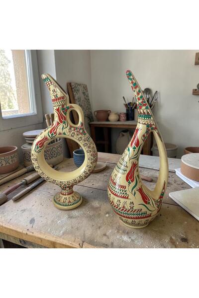 LOREMPBOX El Yapımı Seramik Hiti Güneşi Ve Pelikan Vazo