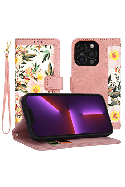 Techsuit Персонализиран калъф с капак за iPhone 13 Pro, Techsuit, розов