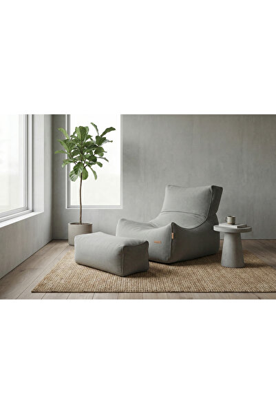 PATARA HOME New 2'Li Velvet Lüx Puf & Uzanma Koltuğu & Berjer