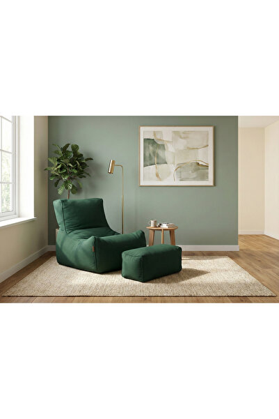 PATARA HOME New 2'Li Velvet Lüx Puf & Uzanma Koltuğu & Berjer