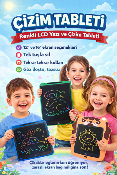 NOVENTRA LCD Yazı & Çizim Tableti 12” / 16” / 8.5" – Tek Tuşla Sil, Sınırsız ...