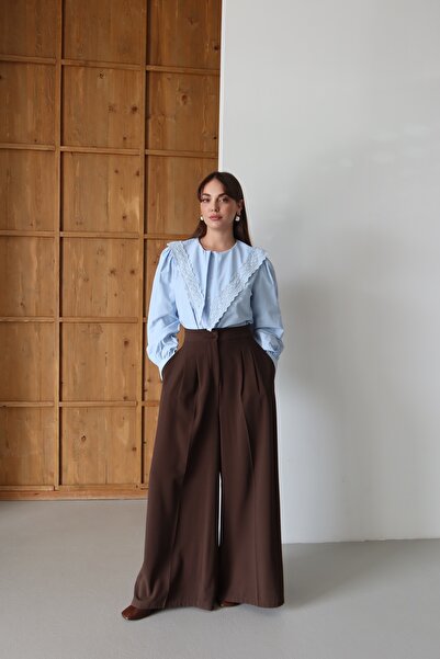 By ÖTE Poplin gömlek dantelli şallı