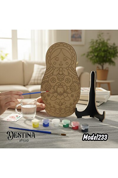 Destina Ahşap Mandala Boyama Seti - Ahşap Boyama- Model 233