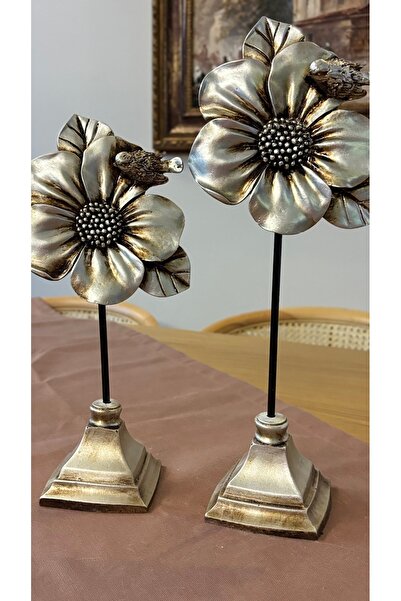 Kiri Dekoratif Polyester Aksesuar İkili Çiçek Gri