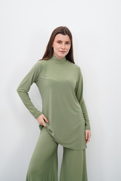 penyebizden High Collar Sandy Tunic - Green