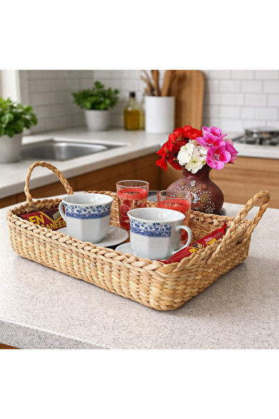 EM&MA DESİNG Wicker Tray/Presentation Plate, Decorative Basket for Kitchen, L...