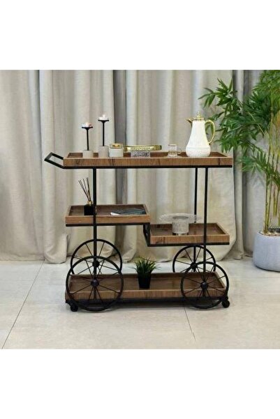 LAMST Wooden Serving Tray with Iron Frame