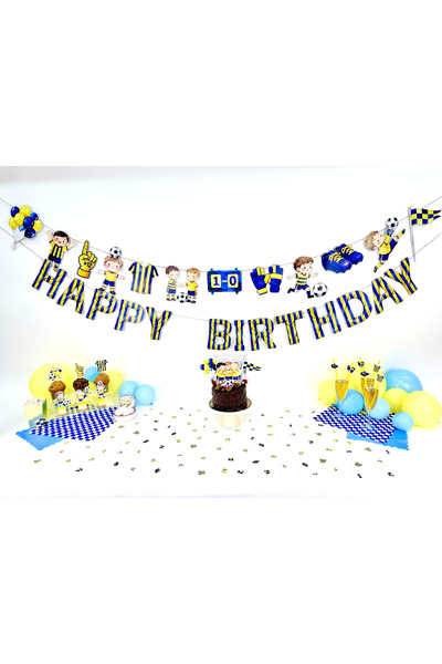 Flu Party أصفر - أزرق داكن - مجموعة حفلات بتصميم كرة القدم