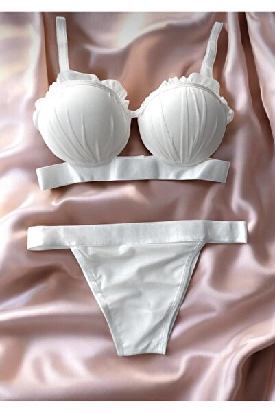 BUTİK SAKURA Midye Model Belt Detailed Eye-Catching Bra Set