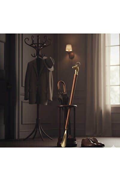 Kuzey Tacı At Başı Figürlü Lüks Ayakkabı Çekeceği - Masif Ahşap ve Pirinç Dek...