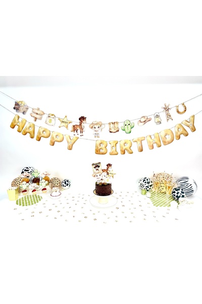 Flu Party Kovboy Tema Doğum Günü Seti - Cowboy Konsept Parti Seti