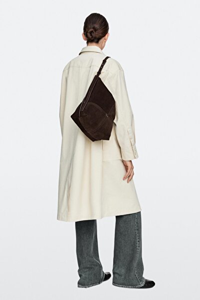 Massimo Dutti Süet deri bucket çanta