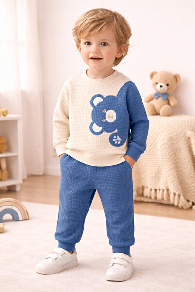 babyist Babynova Baby Boy Waffle Fabric Teddy Bear Set