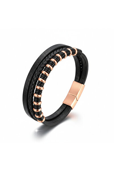 ALL PAPICKS Men's Multi-layer Genuine Leather Bracelet, Stainless Steel, Gift...