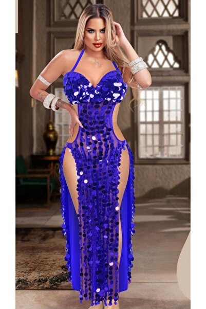 RAHAF TİCARET Mavi Oryantal Dans Kostümü