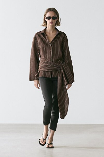 Massimo Dutti Striped shirt with handkerchief detail