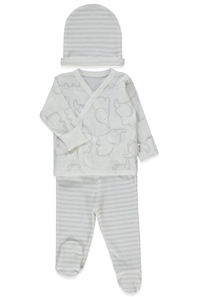 Bebetto طقم ريبانا زيبين مكون من 3 قطع (حيوانات سعيدة) رمادي ميلانج