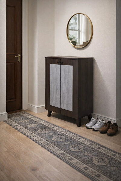 MARIA HOMES Modern 2-Door Wooden Shoe Cabinet Storage Organizer for Hallway E...