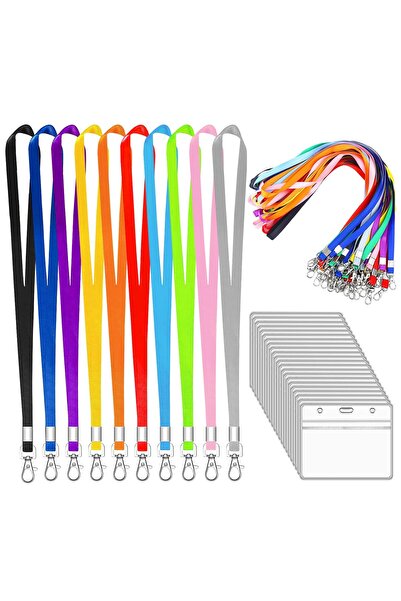 Yuka Beyaz renk Personel Boyun Askı İpi 10 ADET Askı İpi ve Şeffaf Kart Kabı ...