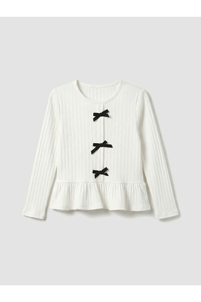 LC Waikiki تي شيرت Zero Roba Collar Bow للفتيات من UZG STORE