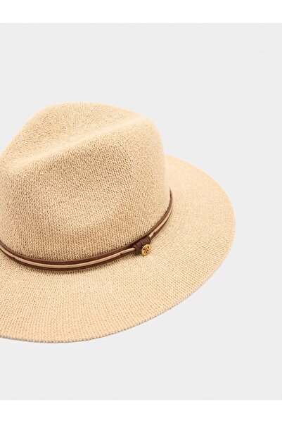 PARFOIS Kadın Deri Efektli Kayışlı Örme Şapka