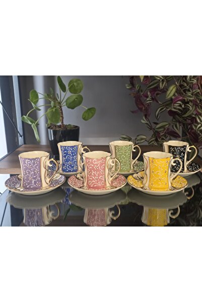 FERMATO El Dekor El Boyama 6 Person Mixed Coffee Set