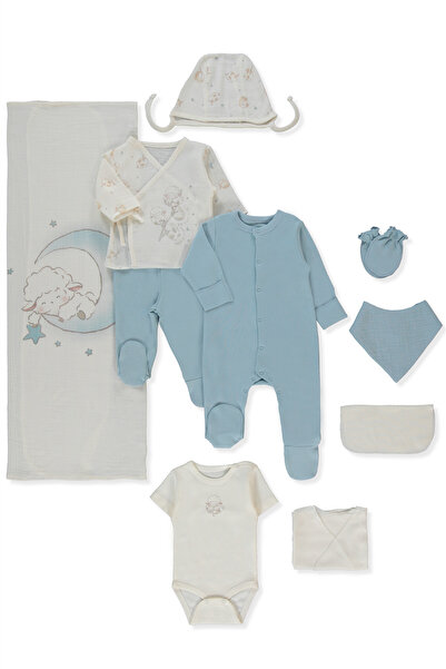 Bebetto طقم موسلين زيبين 10 قطع (وسائدي) أزرق